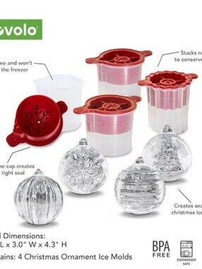Tovolo Red & Clear Christmas Ornament Ice Mold Set